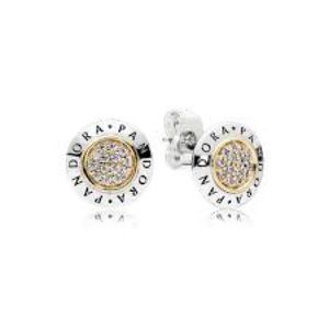 COPY - Retired PANDORA sterling silver and gold earrings with white rhinestones